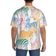 thumbnail image 7 of Goofa Zebra Colourful Printed Men's Casual Short-sleeved Shirt,Lightweight Breathable Button-down,Summer Casual men's top,Versatile Fashion shirt-Large, 7 of 7
