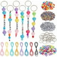 thumbnail image 1 of Kit para hacer llaveros con cuentas de 630 piezas que incluye cuentas acrílicas con forma de corazón y letra, llaveros con cierre de hierro y cordón de poliéster encerado., 1 of 7