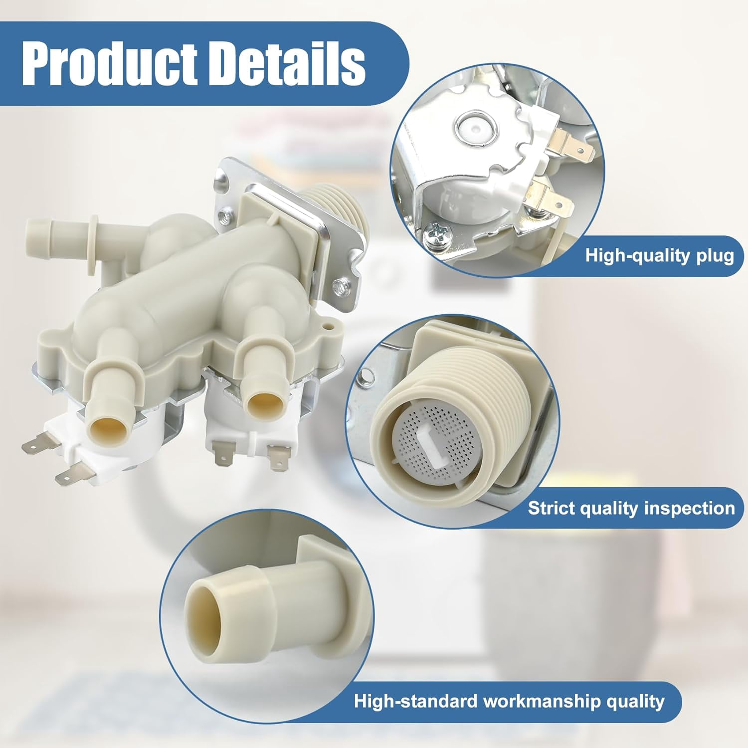 RVKXHD 5221ER1003S Washer Water Inlet Valve Compatible with lg, kenmore: WKE100HVA, WM4000HBA, WM3400CW, WM4000HWA, WM3470CW etc, Replace 4869496, AP6798394, PS12587936, EAP12587936, PD00057211 etc