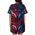 thumbnail image 6 of Uemuo Cool Wolf Head Pattern Women's Short-Sleeved Pajama, Button-Front Loungewear, 2-Piece Summer Sleepwear, Elastic Drawstring Shorts-XX-Large, 6 of 7