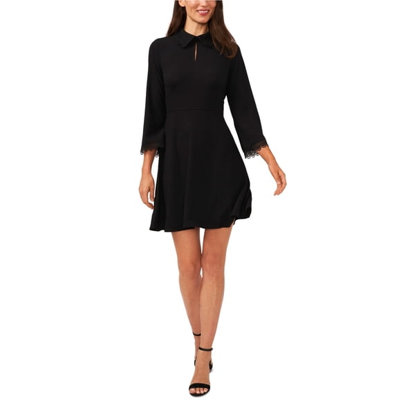 CeCe Womens Scallop Embroidery A-line Dress, richblack, 6