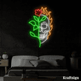 thumbnail image 2 of Craftnamesign Floral Skull Neon Sign, Skull LED Sign, Skull Wall Art, 2 of 4