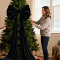thumbnail image 5 of Large Velvet Christmas Bows (70.87 in) — Giant Bows for Christmas Tree Topper,Wreaths,Mantle,Front Door,Porch & Wedding Decoration,Black, 5 of 6