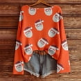 thumbnail image 4 of Hauts, T-Shirts et Blouses pour Femmes, Imprimé de Noël, Col Rond, Manches Longues, Grande Taille, Orange, 2TG, 4 of 5