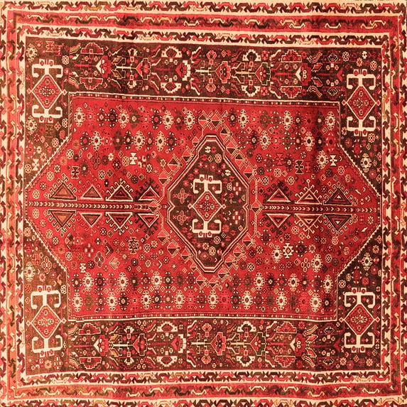 Ahgly Company Indoor Square Persian Orange Traditional Area Rugs, 7' Square