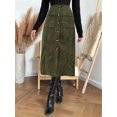 thumbnail image 4 of Women Skirt Fashion High Waisted Midi Skirts Casual Business Work Outfit Green S, 4 of 7