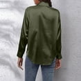 thumbnail image 6 of Womens Blouses Autumn Winter Satin Silk Solid Color Lapel Long Sleeve Button Down Loose Casual Tops Holiday Wear, 6 of 6