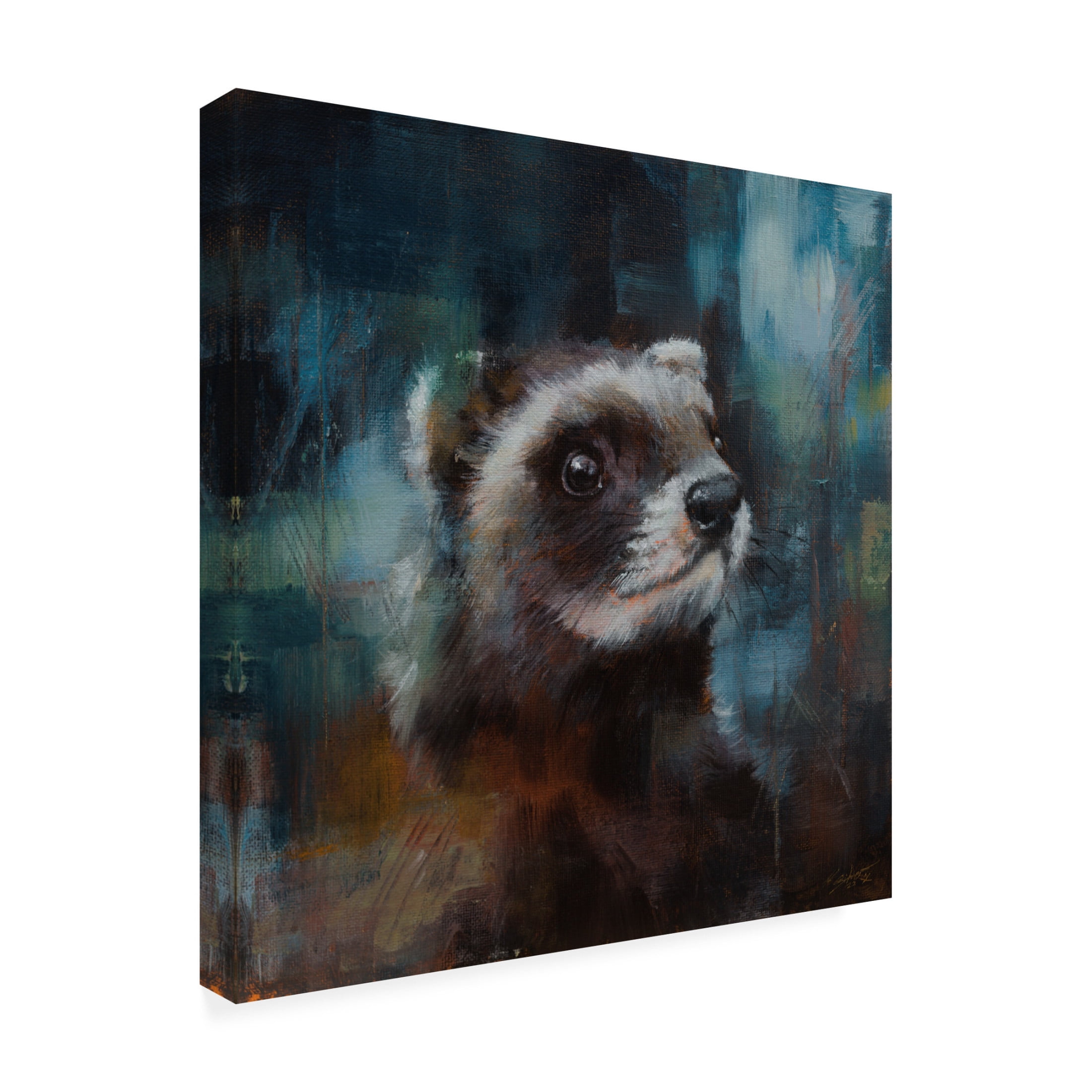 Canvas Wall Art - John Silver 'Pole Cat' Wall Art for Living Room, Bedroom, or Office Décor by Trademark Fine Art - 24 x 24 Inches