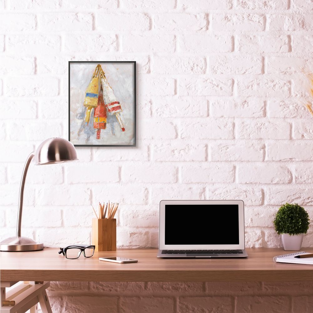 Stupell Industries Boat Buoy Ocean Lake Red Yellow Painting Framed Wall Art by Ethan Harper