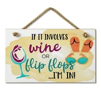 CounterArt "If It Involves Wine" Hanging Wood Wall Sign 9.5” x 5.75”