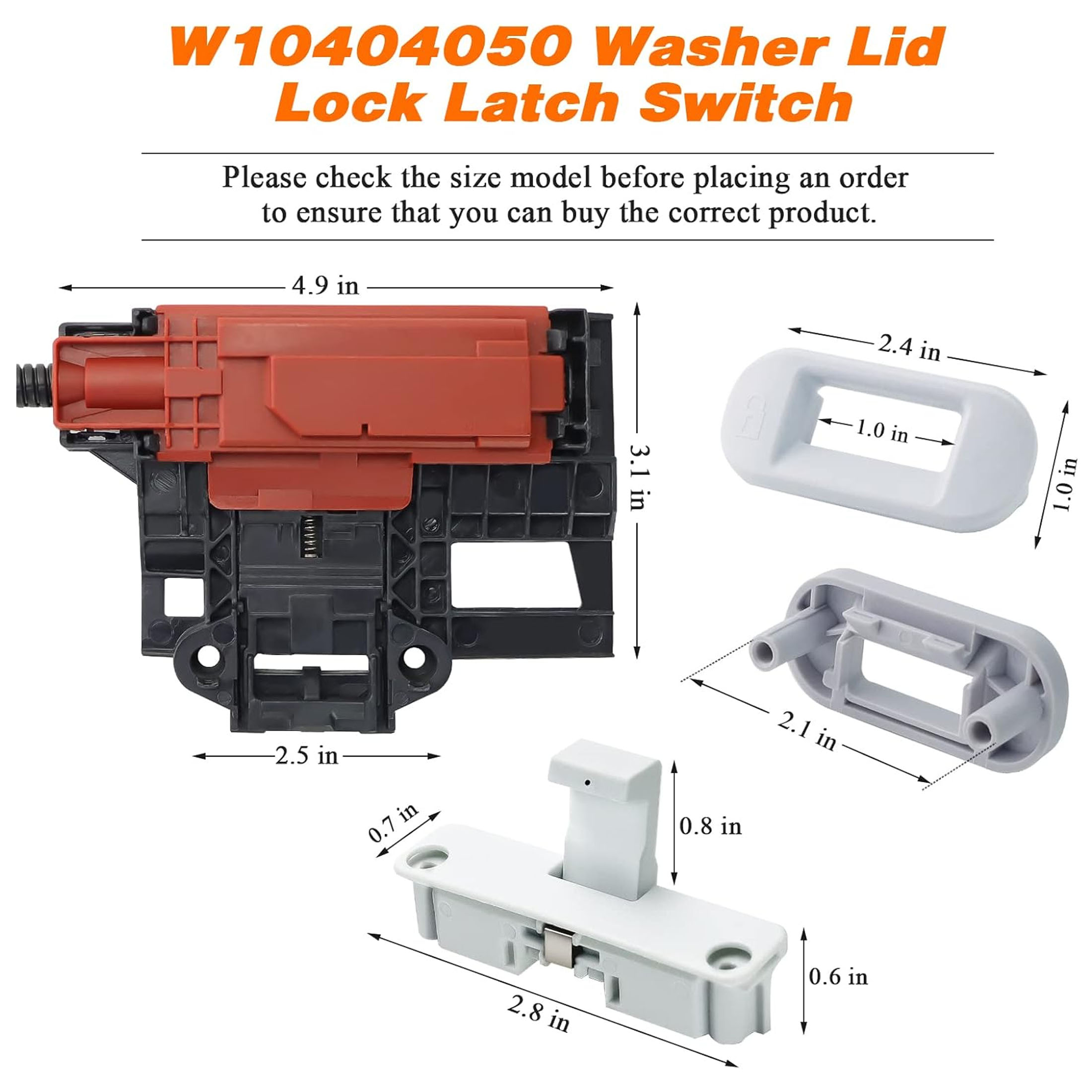 Washer Lid Lock Latch Switch Assembly & Lid Strike W10404050 W10238287 W10240513 Fit for Whirlpool Kenmore Cabrio Maytag Amana Washing Machine Replace AP5263307 W10744659 PS349762