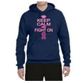 thumbnail image 2 of Keep Calm and Fight On Breast Cancer Awareness Unisex Graphic Hoodie Sweatshirt, Navy, Large, 2 of 3