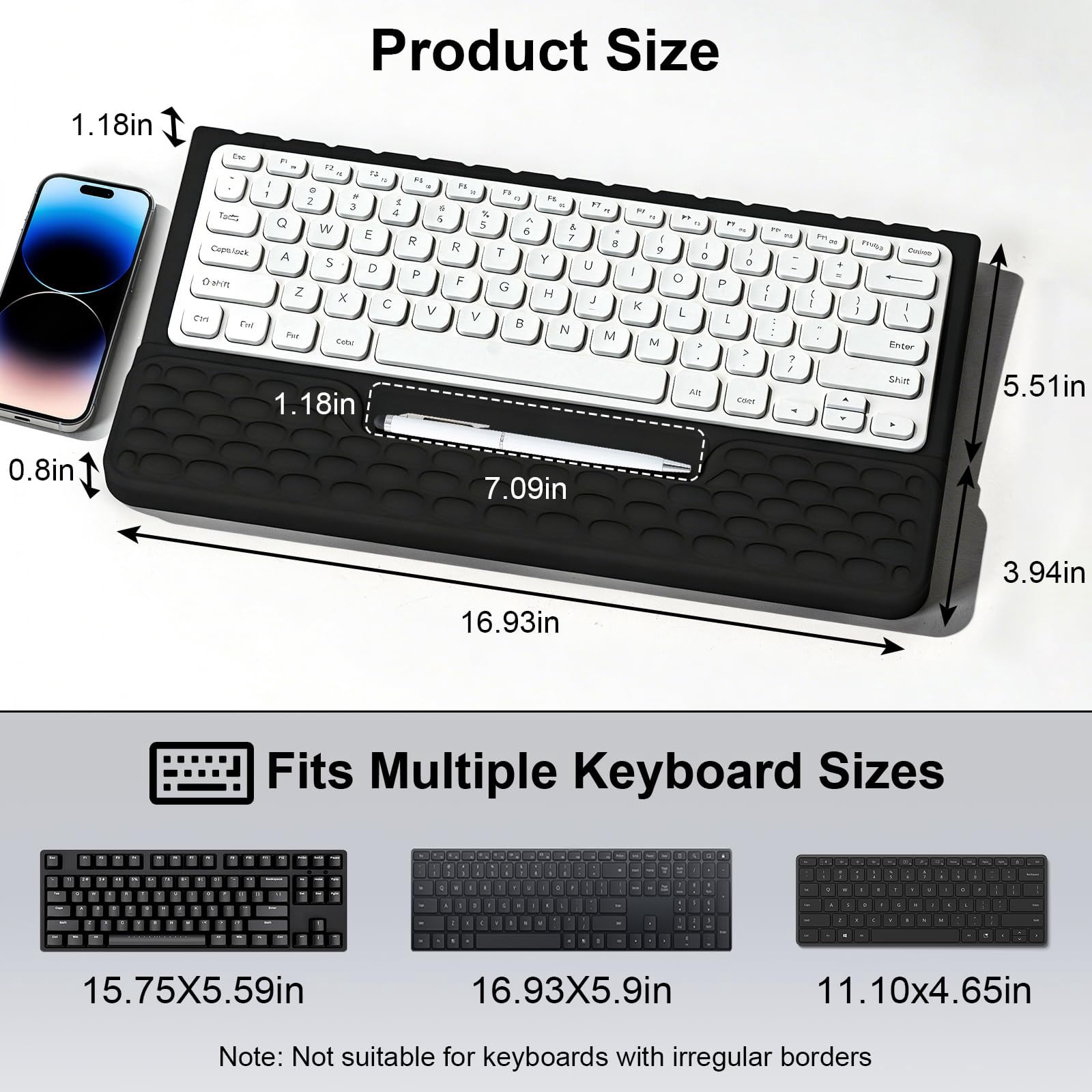 Stand With Wrist Rest  Computer Pad Support Riser Holder Lift Tray Soft Memory Foam Desk For Office Home School - Black