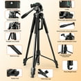 thumbnail image 2 of 64" Camera Tripod, BUSATIA Camera Tripod Stand for Tablet Cameras,Travel Tripods Compatible with iPad iPhone DSLR SLR Projector,Tripods Stand with Remote/Travel Bag /2 IN 1 Holder Mount, 2 of 8