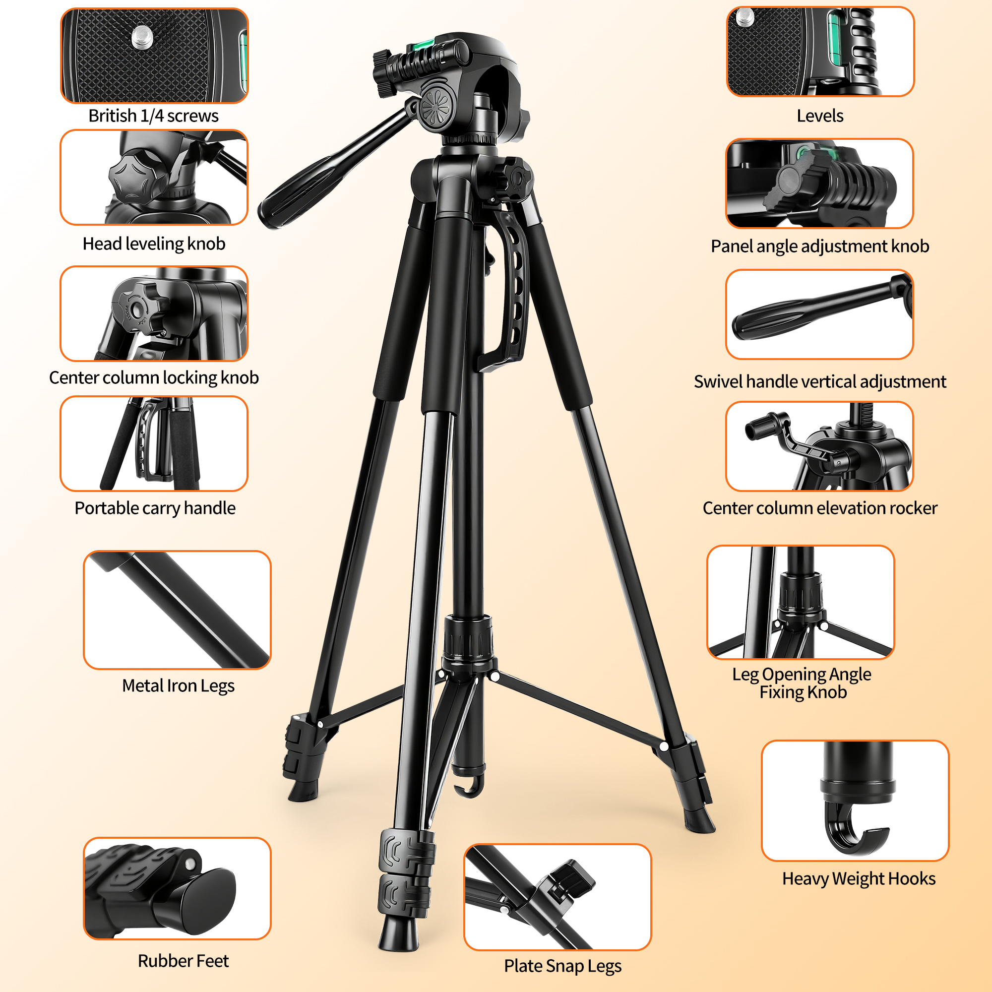 Busatia 64 inch Camera Tripod with Bluetooth Remote and Phone Holder photo 2