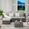 thumbnail image 5 of Aukfa Outdoor Patio Furniture Set - L shape Wicker Sectional Sofa with Coffee Table - Light Gray Cushions, 5 of 9