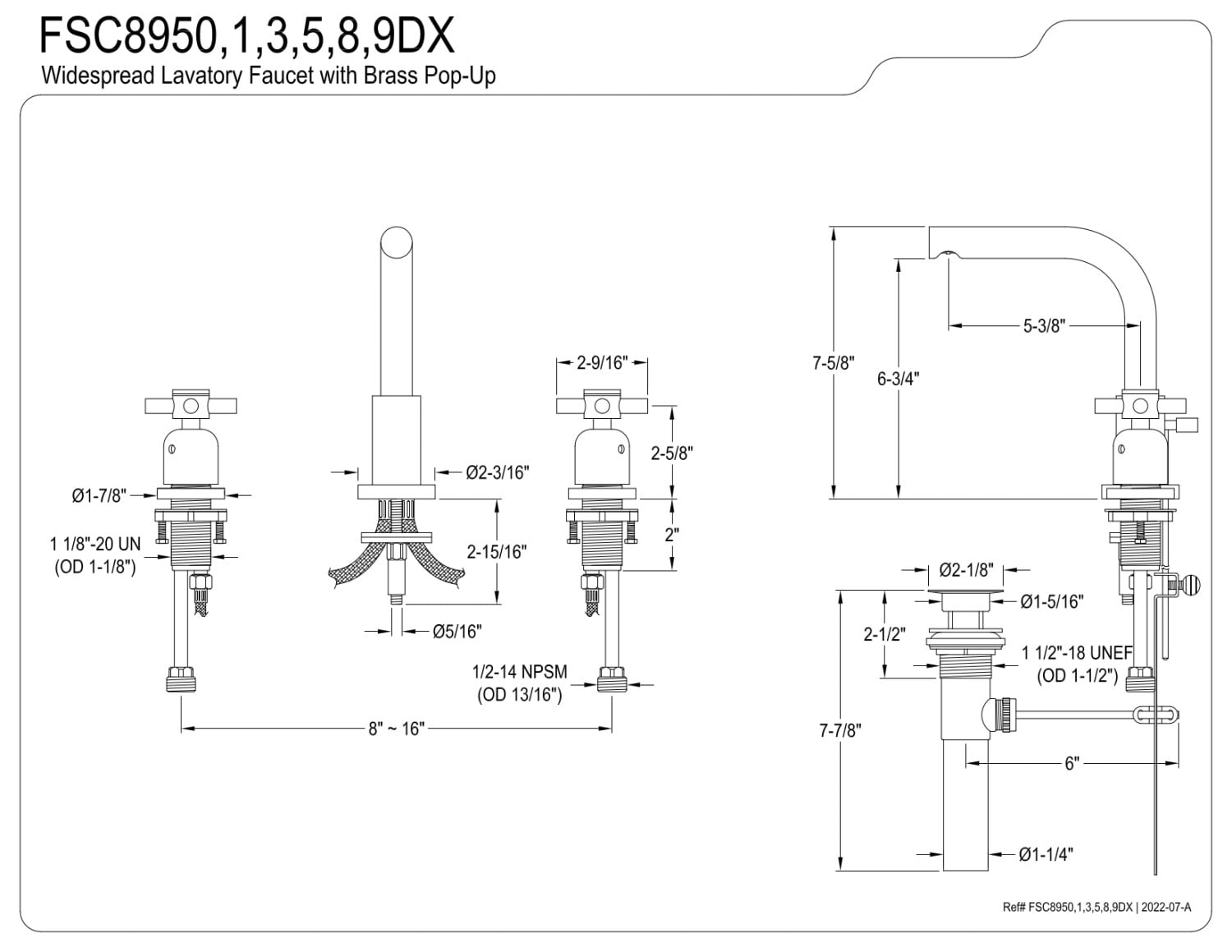 Fauceture FSC8958DX 8 in. Widespread Bathroom Faucet, Brushed Nickel