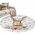 thumbnail image 2 of Round Area Rug 3.3 Ft, Bunny Easter Washable Non-Slip Circle Carpet for Living Room/Bedroom, Spring Floral Pastoral Wooden Low-Profile Small Kitchen Mats Collection Rugs for Indoor, 2 of 7