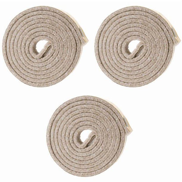 3X Self-Stick Rollo de Tira de Fieltro Resistente para Superficies Duras (1/2 Pulgada x 60 Pulgadas), Blanco Cremoso
