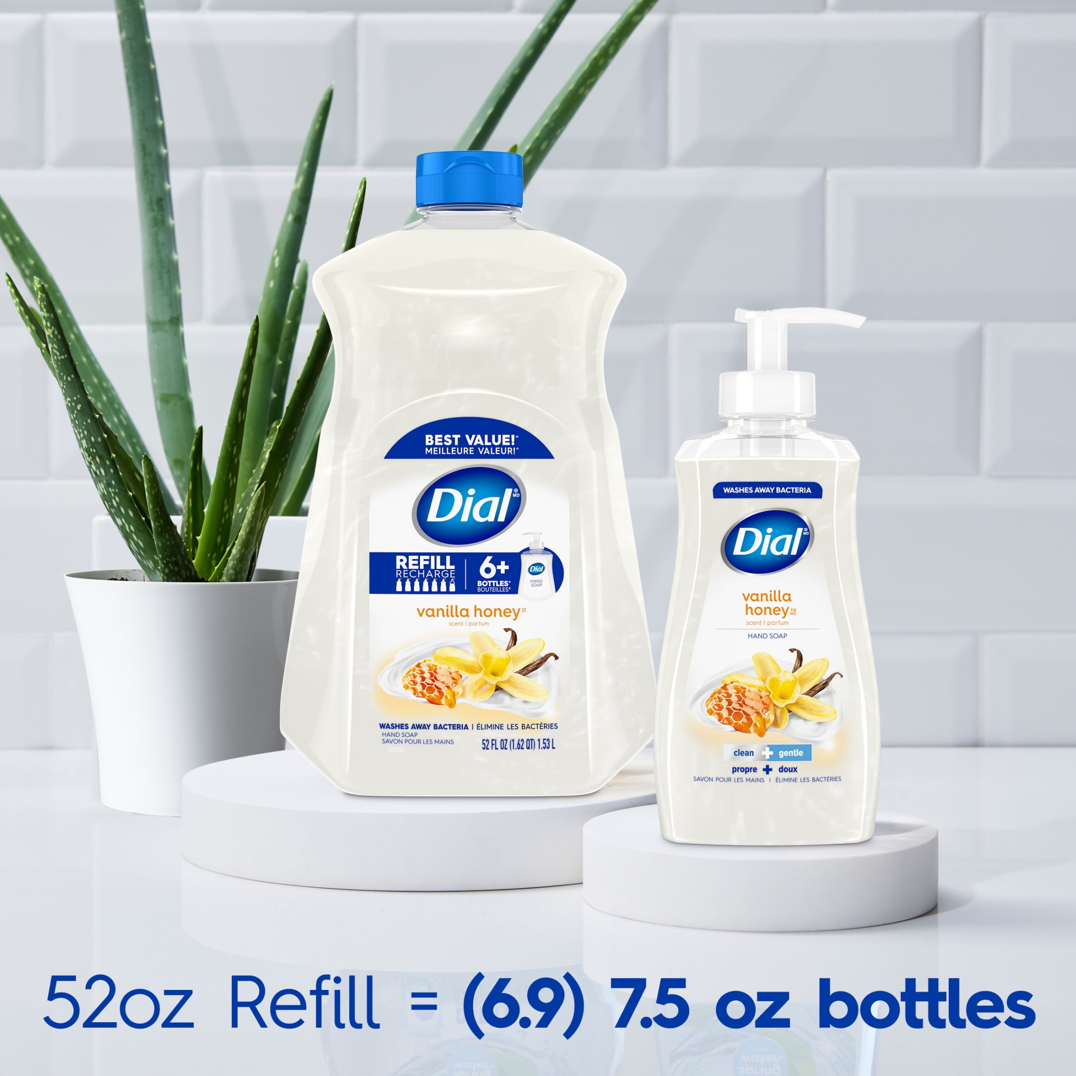 Dial Clean + Gentle Liquid Hand Soap Refill, Vanilla & Honey Gentle Hand Soap, 52 oz