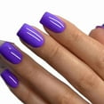 thumbnail image 6 of Press on Nails Short Square French Fake Nail Glossy False Nails with Gradient Designs Glossy Purple Black  Nails Full Cover Stick on Nails for Women 24 Pcs, 6 of 10