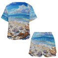 thumbnail image 3 of Beach Seashell Starfish Women's Ruffle Short Sleeve Tops And Shorts Cute Peeps Bunny Pajamas Sets, 3 of 7