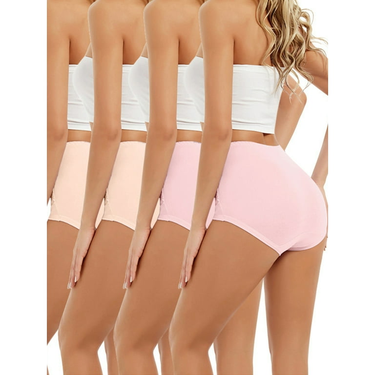 Niuer Women 4 Pieces Elastic Waist Underpants Ladies Stretch Briefs Solid  Color Sleep Full Coverage Soft Underwear 