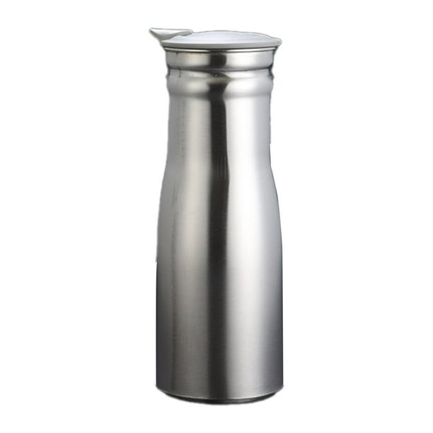 Jarra de agua de acero inoxidable con tapa de PP, dispensador de bebidas, jarra de jugo, tetera de 100 ml para restaurantes, fiestas, oficinas, casas Tapa gris