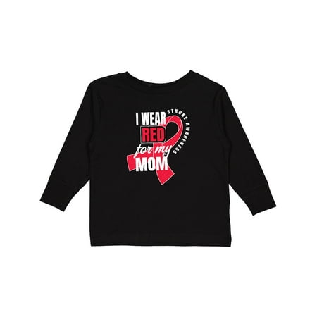 

Inktastic I Wear Red for My Mom Stroke Awareness Gift Toddler Boy or Toddler Girl Long Sleeve T-Shirt