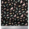 thumbnail image 3 of Soimoi Black Rayon Crepe Fabric Bird & Feather Decor Fabric Printed Yard 46 Inch Wide, 3 of 5