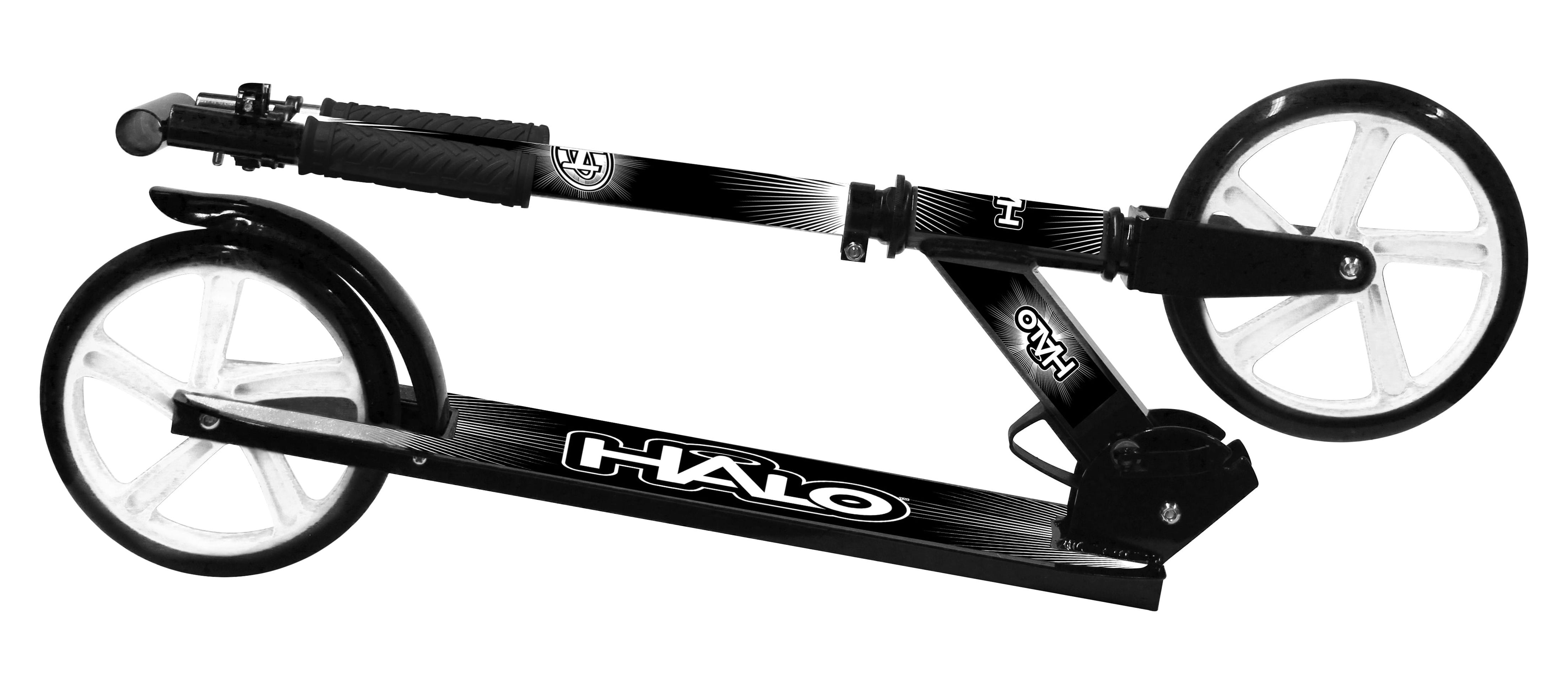HALO Rise Above Supreme Big Wheel Scooter - Black and White - Designed for Unisex Riders up to 220 lbs