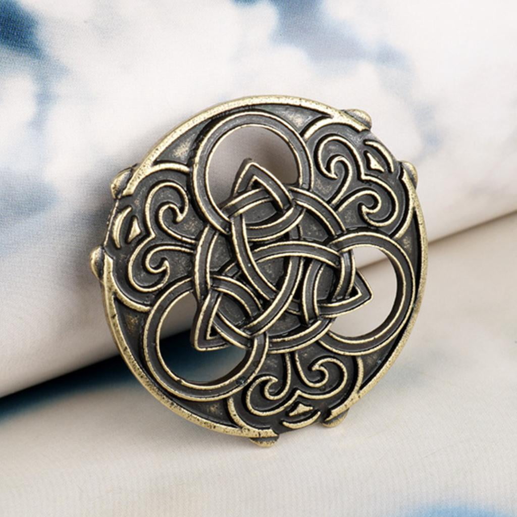 Ethnic Style Norse Brooch Badge Jewelry Clothes Fasteners Cloak Shawl Scarf Pin Esquirla 4 Pack Round Viking Shield Brooch Pin 