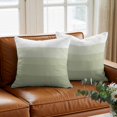 thumbnail image 3 of Throw Pillow Covers, Sage Green Striped Decorative Throw Pillow Covers 18x18 Inch, Modern Farmhouse Stripes Modern Art Elegant Square Linen Pillow Cases for Couch/Living Room/Sofa, 3 of 9