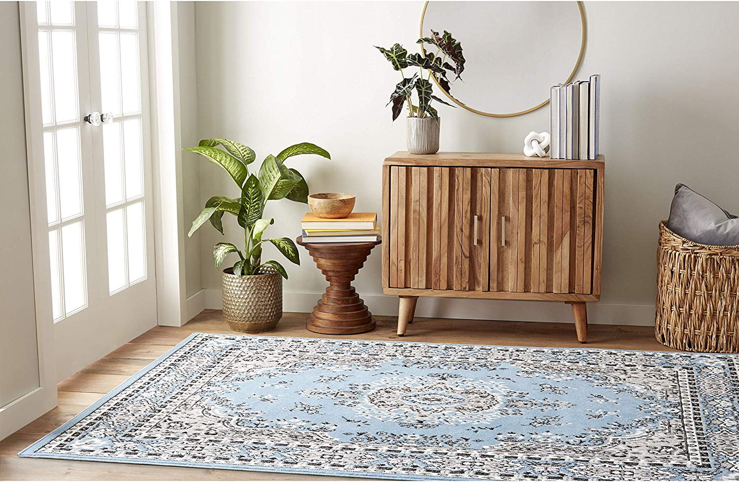 Traditional Area Rug Bordered Medallion Design Persian Oriental Rugs Carpet Runners
