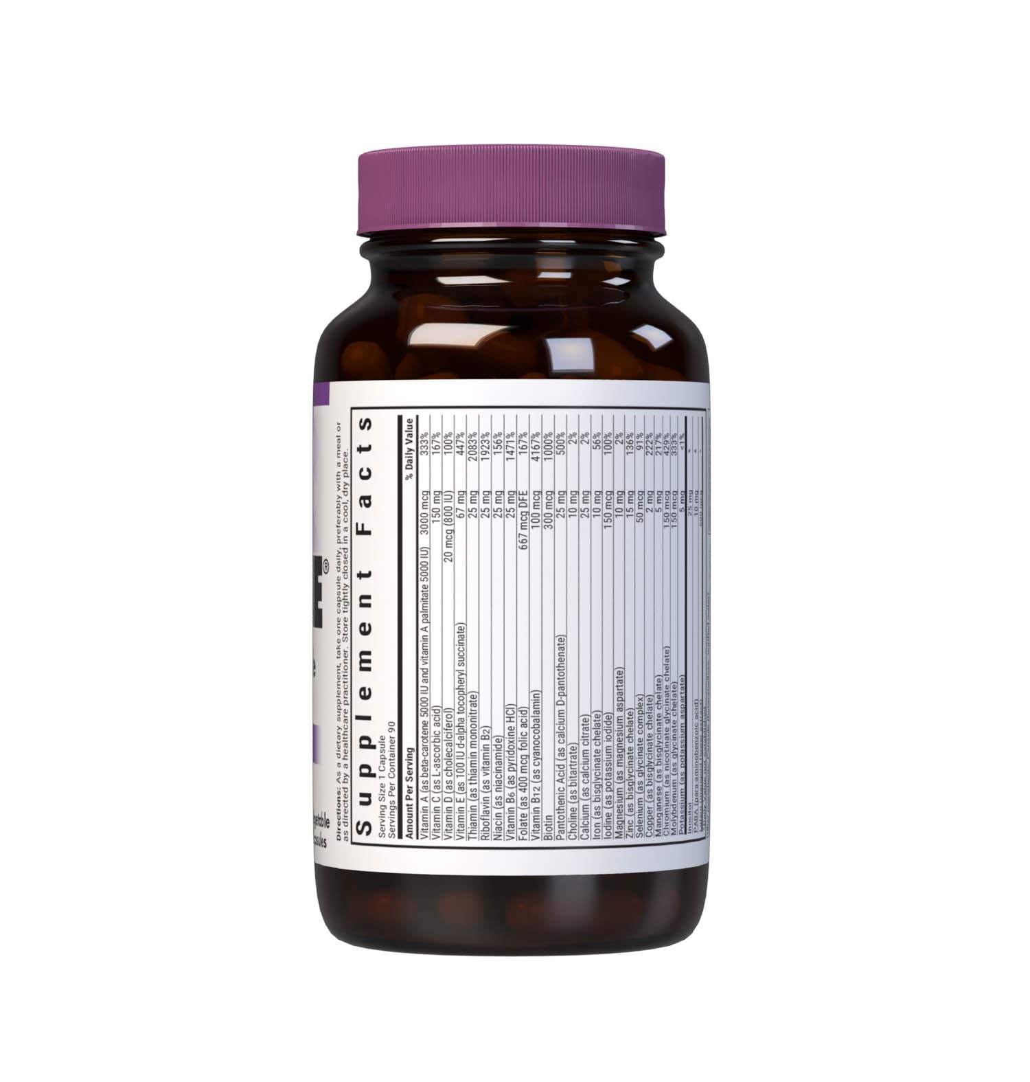 Bluebonnet Multi One (with Iron) Complete Full Spectrum Multiple Vitamin, 90 Days