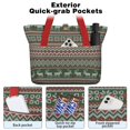 thumbnail image 2 of Tote Bag for Women - Red and Green Christmas Reindeer Pattern Shoulder Bag - Large Utility Work Duffle Bag with Zipper Handbag for Travel, Work, Sprots, 2 of 5