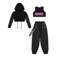 thumbnail image 2 of TiaoBug 3-Piece Kids Girls Sleeveless Cross Back Top and Sweatpants with Long Sleeve Hooded Crop Top Pink-A 6, 2 of 5