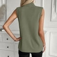 thumbnail image 5 of Fewfanhot Women's Mock Neck Knit Sleeveless Vest, Asymmetrical Wrap Split Sweater Tank, Casual Loose Fit Knitwear Top, S-XL, 5 of 7