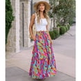thumbnail image 2 of Whoinshop Womens Boho Maxi Skirt 2026 Summer Cruise Casual High Waist Tie Flowy Long Skirt with Pockets For Beach Vacation, 2 of 6