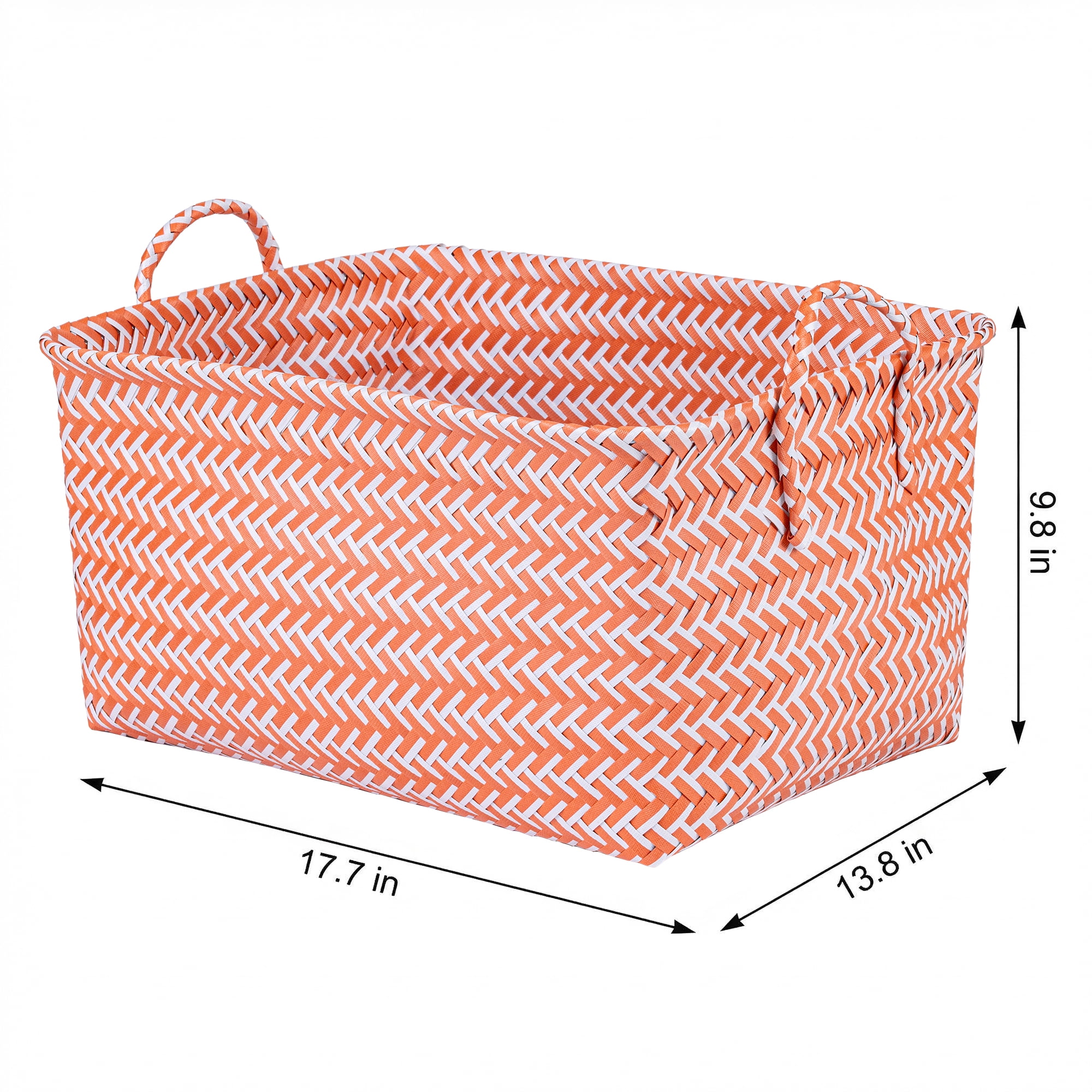 Unique Bargains Wicker Shelf Closet Storage Bin for Blankets Pink 17.7" x 13.8" x 9.8"
