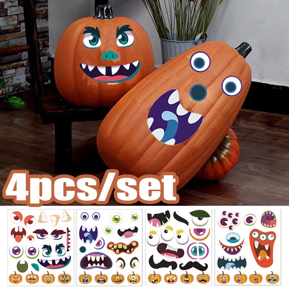 Cheers.US 4 Pcs/Set Halloween Pumpkin Decorating Stickers Jacko