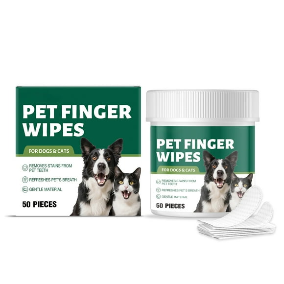 Qyaukm Eeljoy Pet Teeth Cleaning Wipes for Dogs & Cats, Plaque & Tartar Control, Fresh Breath, No Brushing Needed, 30 Count
