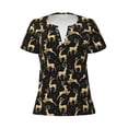 thumbnail image 3 of Naloa Christmas Gold Deers Print T-Shirts Short Sleeve V Neck Tees for Women Fashion Tops Trendy Lightweight Soft Casual Summer Outfits Clothes, 3 of 5
