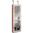 thumbnail image 4 of Costway Door Wall Mount Touch Screen LED Light Mirrored Jewelry Cabinet Storage Lockable, Brown, 4 of 10