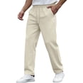 thumbnail image 2 of Men's Pants Big and Tall 54x30 Solid Color Tight Waist Drawstring Pocket Casual Sports Pants Active Fit, 2 of 9