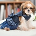 thumbnail image 5 of Luxury Embroidered Dog Christmas Outfit Dog Dress Lightweight Velvet Puppy Costume Turtleneck Girl Pet Clothes Blue XS, 5 of 6
