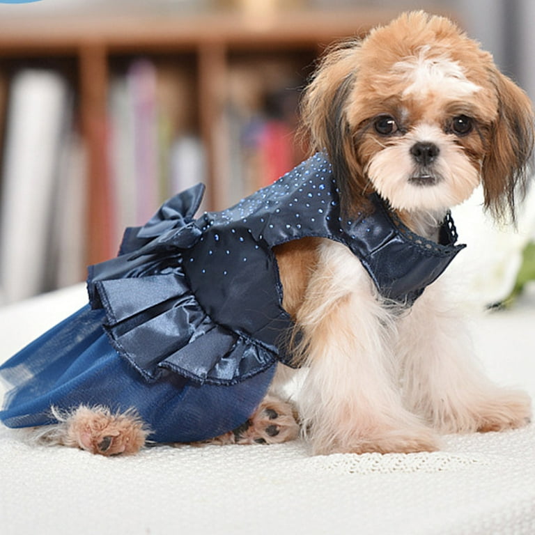 Luxury Embroidered Dog Christmas Outfit Dog Dress Lightweight Velvet Puppy  Costume Turtleneck Girl Pet Clothes Blue XS - Walmart.com