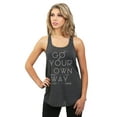 thumbnail image 2 of Go Your Own Way Women's Fashion Sleeveless Flowy Racerback Workout Yoga Tank Top Charcoal Grey Small, 2 of 3