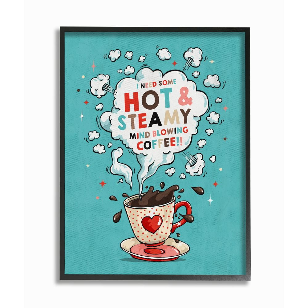 Stupell Industries Hot And Steamy Coffee Vintage Comic Book Design Framed Wall Art by Ester Kay