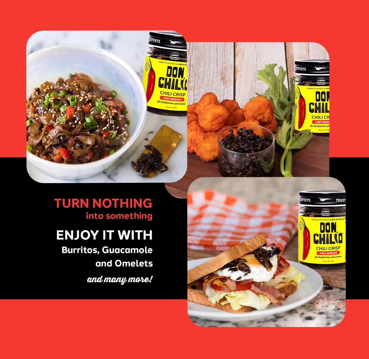 Don Chilio Chile Crisp – Crunchy Sliced Serrano Fried Chili Peppers in Hot Seasoned Oil – Medium Heat - Use as Topping, Sauce, Condiment, Salsa Alternative (5oz Jar Pack of 2)